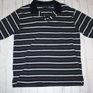 Men's Navy blue striped collared shirt by Basic Editions Size Medium